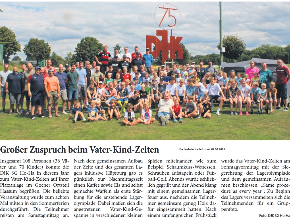 Großer Zuspruch beim Vater-Kind-Zelten (NN 02.08.2023)